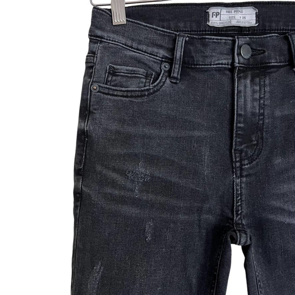 Free People High Rise Distressed Skinny Jeans Size 25 - Picture 5 of 16